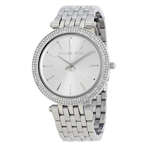 michael kors silver & black buckle bracelet|michael kors watch silver women's.